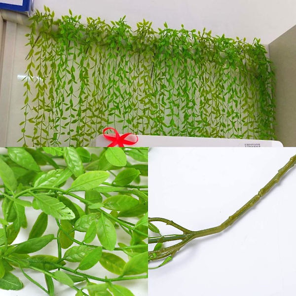 2 stk kunstig hengende plante, 95 cm kunstige planter Eføy pileblader plastplanter-b