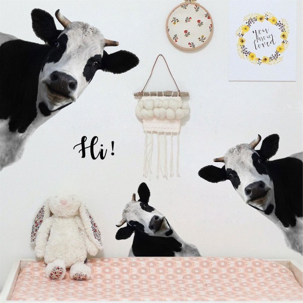 Cow Wall Decal Peel And Stick Graphic för Sovrum Vardagsrum Badrum