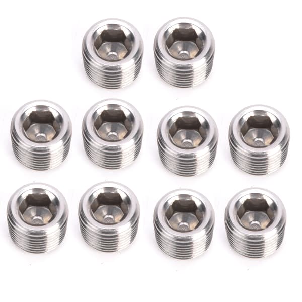 10 stk. 304 rustfritt stål rørfittingsplugg Hode Hann-gjenge BSPP Hex Plugg Hode 3/8in