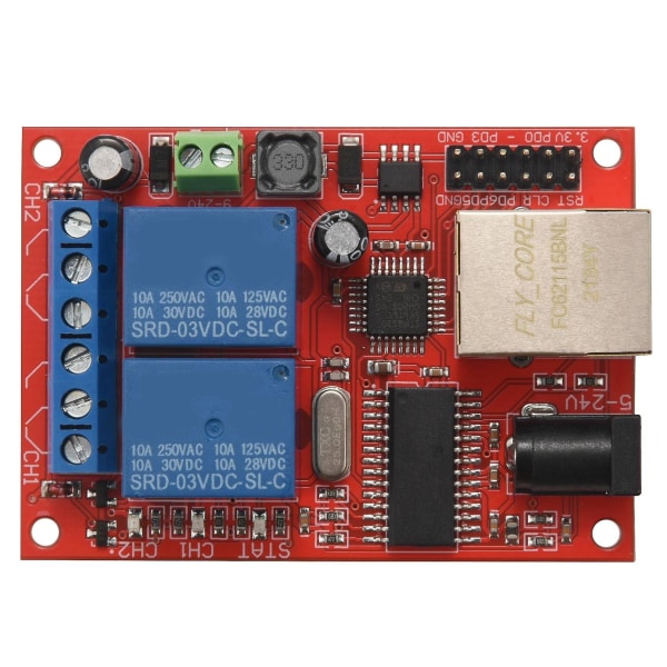 Lan Ethernet 2-veis Relay Board Delay Switch /udp Controller Module Web Server red
