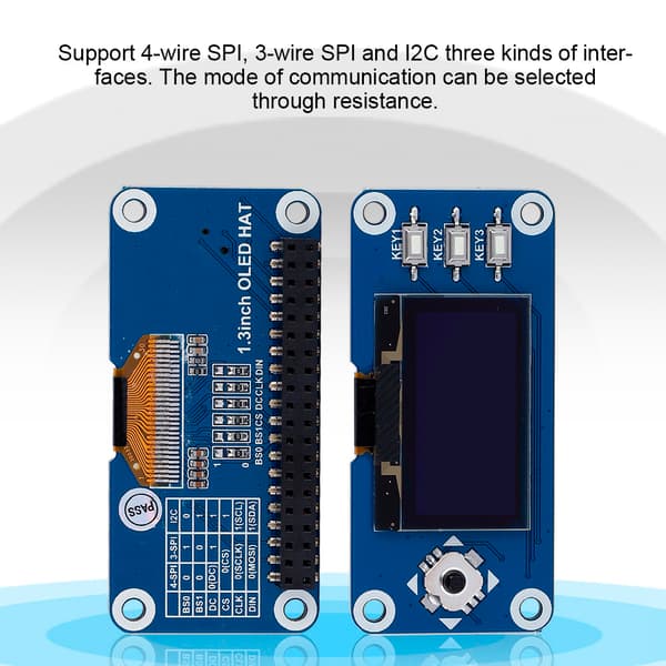 OLED-skjermhatt for Raspberry Pi 2B/3B/Zero/Zero W