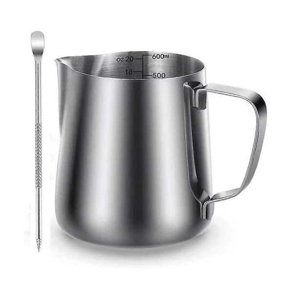 20oz/600ml rustfri stålkop melkekaffe cappuccino latte melkekannekopp Silver