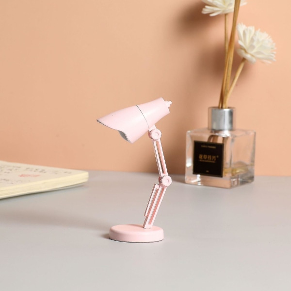 2 stk Mini liten bordlampe Led sammenleggbar bærbar liten nattlampe Magnetisk sug varm farge Øyebeskyttelse Lesebordlampe med klips LD01-pink