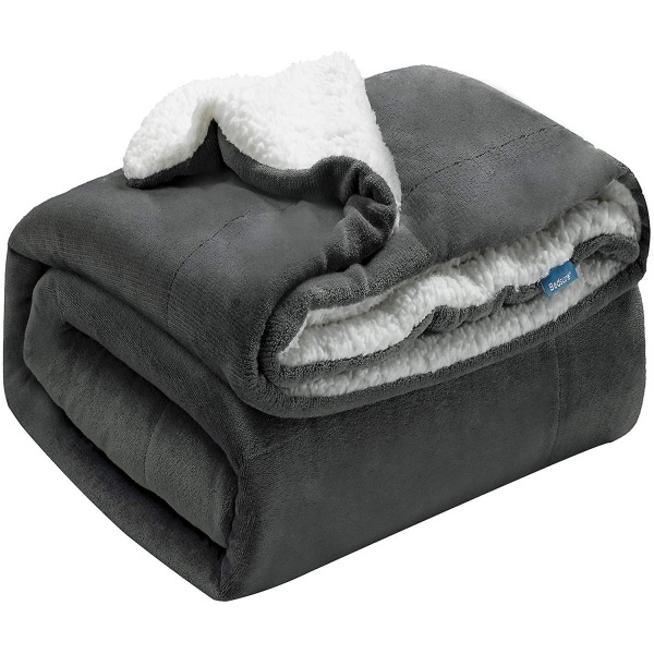 Fleece-kasttæppe Vinter Fluffy Solid Tæpper Til Seng Sofa Dobbelt Grey