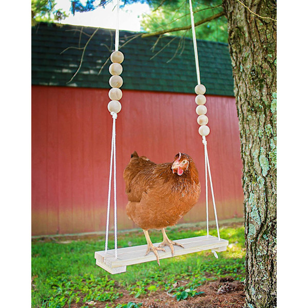Chicken Swing Toy For Coop Natural Safe Trätillbehör. Stor tålig abborrstege för fjäderfä Run Tupp Höns Kycklingar Husdjur Papegojor Ara Entertai