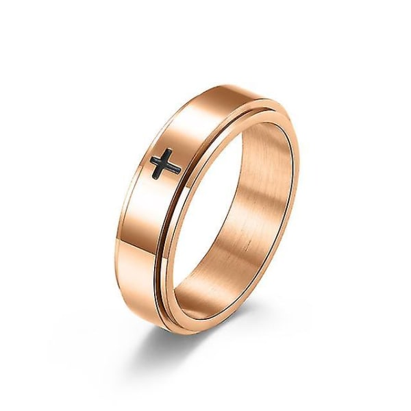 Vintage Stainless Steel Jesus Cross Rings Dam Herr Pressure Release Spinner Rings Spinning Fingertop Rings Hip Hop Bike Smycken 11 RoseGold 11 RoseGold