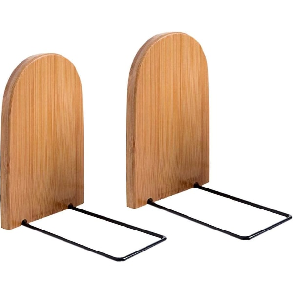 Naturlig bambu bokstöd Stor kapacitet kontorsbokändar Anti-slip bokstativ Hållare Bokhylla ändar Fo