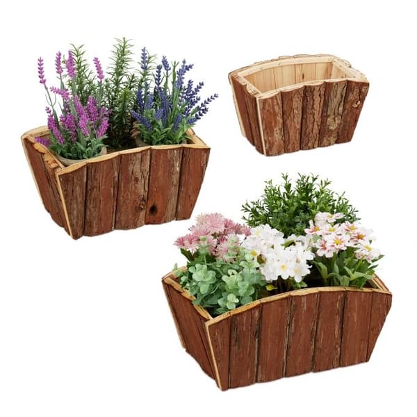 【BQ】Blomsterkasse Træ Sæt med 3 2020