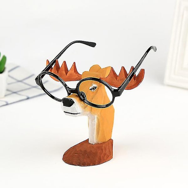 Kreativt trä handsnidade glasögonhållare Glasögonställ Displayställ Elk