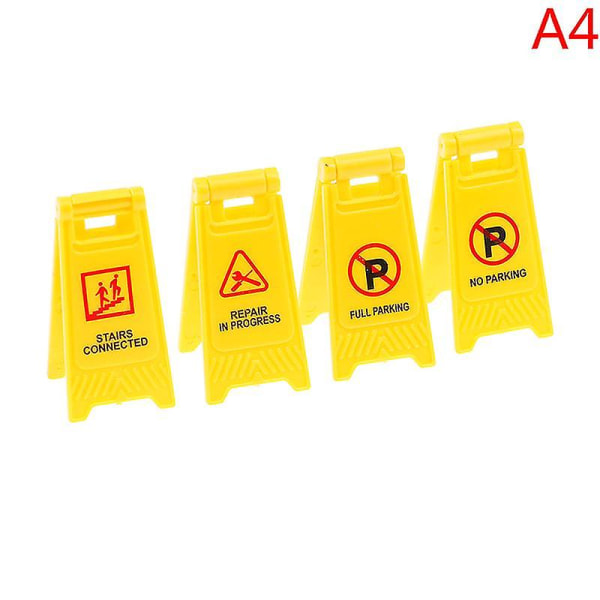 Hhcx-4pcs/pack Car Accessories Road Sign Traffic Model Creative Toy Diy City Parking Script Educational Toys For Kids Game Gift A4