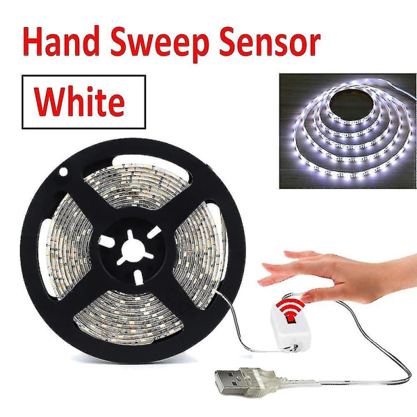 Dc 5v Lampa USB Motion Led Bakgrundsbelysning Led Tv Kök Led Strip Hand Sweep Vifta På Av Sensor Light Diod Lights Vattentät White 5m