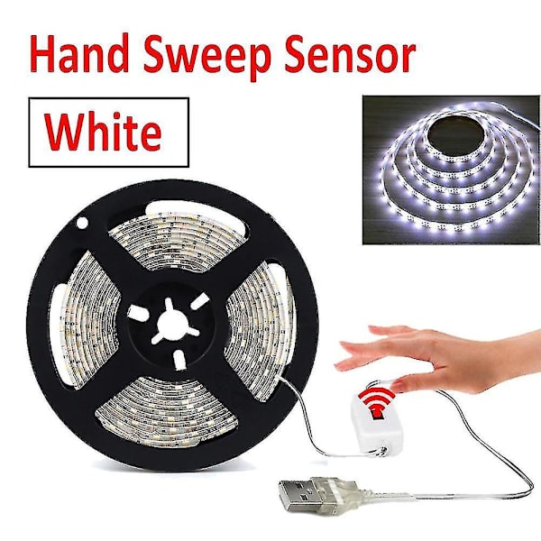 Dc 5v Lampe Usb Motion Led Baggrundsbelysning Led Tv Køkken Led Strip Håndfejning vinker Tændt Sluk Sensor Lys Diode Lys Vandtæt White 5m