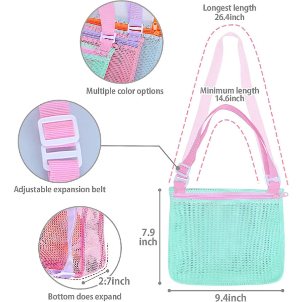3 Pcs Mesh Beach Tote Bag Portable Travel Large Mesh Beach Bag