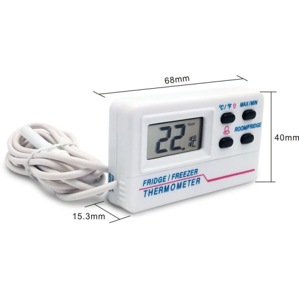 Digital kyl och frys termometer med temperaturlarm och min max funktion