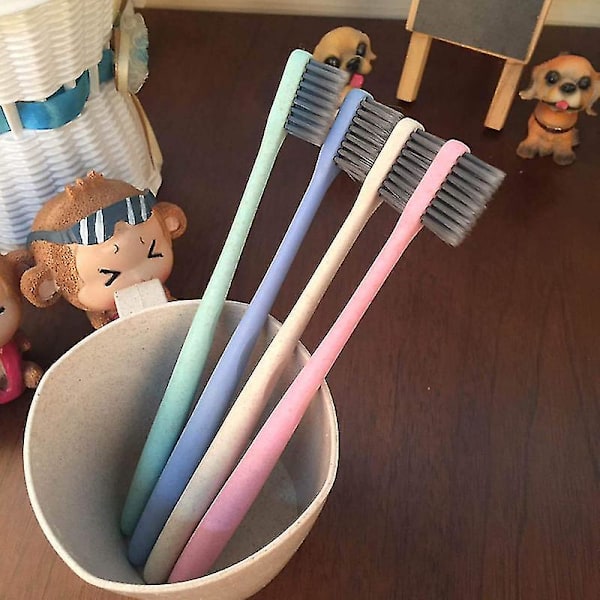 4 st Tandborste Bambu Charcoal Pappus Tandborste Hemmetandborste