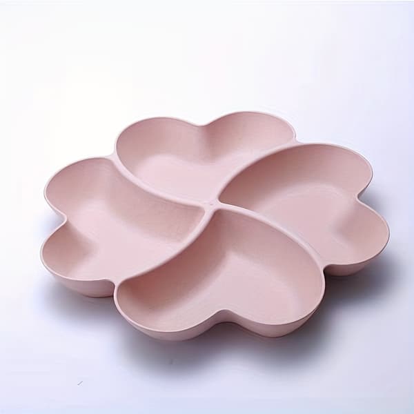 【BQ】Heart-shaped Fruit Platter with 4 Compartments, Reusable Plastic, Party Use Beige Color