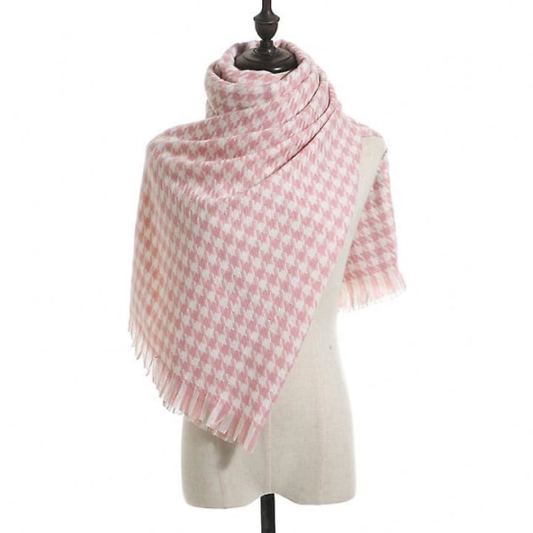 Vinter Ull Skjerf Sjal For Dame Langt Store Tykke Varme Vendbare Skjerf Pink