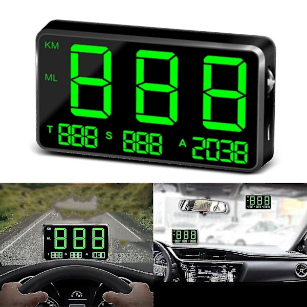 Bil Gps Speedometer Head Up Display Overhastighed Mph/km/t Advarselsalarm