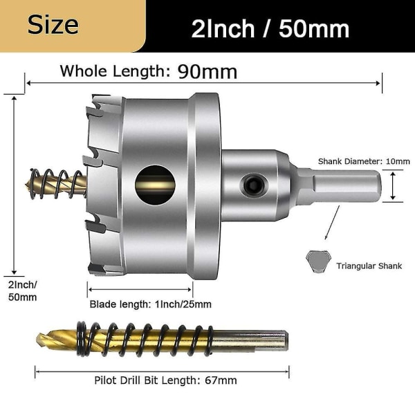 6 Stk Tct 16-60mm Hårdmetal Legering Hulsave -metal Cutter -legering Borebit - Multi-tand Rustfrit Stål Metal Bor Bore Hul Legering Industriel Gra