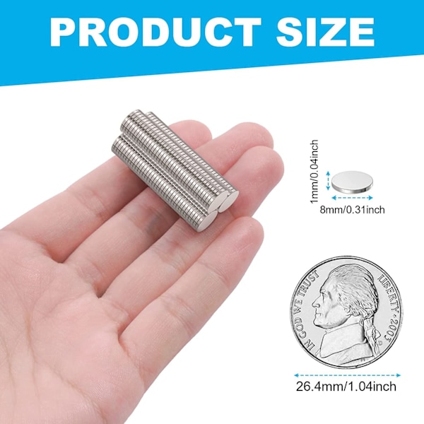 110 kpl neodyymimagneetti, 8 * 1 mm vahvat magneetit, taulu, kuvat, tee itse (pyöreä)