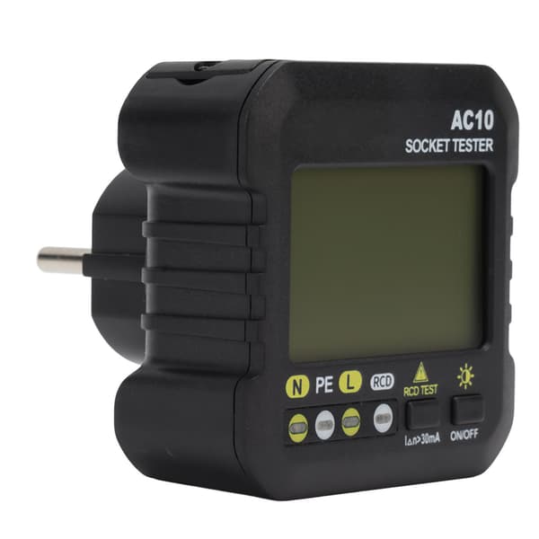 Stikkontakttester EU-plugg 220V LED-display Elektrisk uttak Detektor