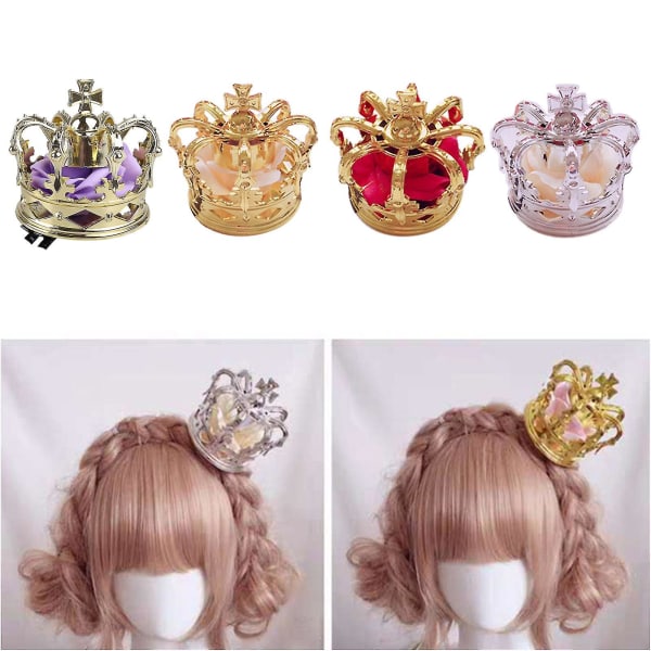 Lolita Princess 3d Tiara Crown Ylellisyys Keinotekoinen ruusu kukka Cosplay päähine Hiustarvikkeet kiinnikkeillä Nauha Kultakruunu Vaaleanpunainen ruusu Golden crown Pink rose