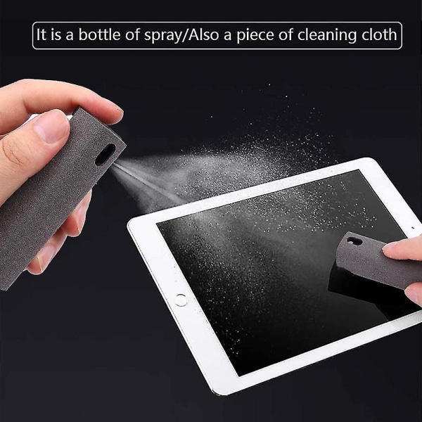 2 i 1 Phone Screen Cleaner Spray Dator Mobiltelefon Screen Damm Remover Verktyg Mikrofiberduk för Iphone Ipad Apple Polish Grey