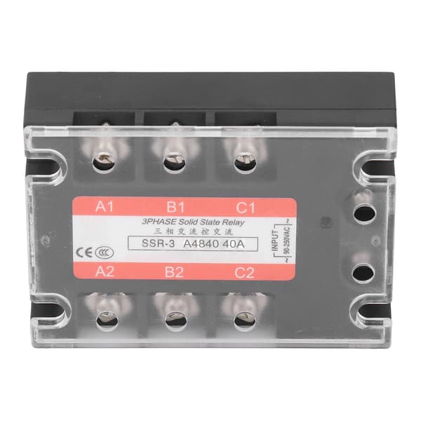 3-faset solid state relæ 40A LED-indikator Gennemsigtigt dæksel AC til AC SSR 90-250V Input 24-480V Output