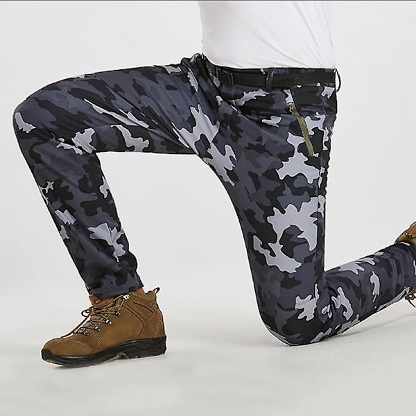 Herr Vattentät Utomhus Vinter Thermal Byxor Vindtäta Byxor För Vandring Skidåkning Camouflage grey L