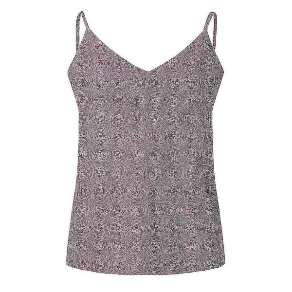 Naisten kimaltelevat olkaimet Sexy Sparkle Cami Swing Vest Clubwear Pink 2XL