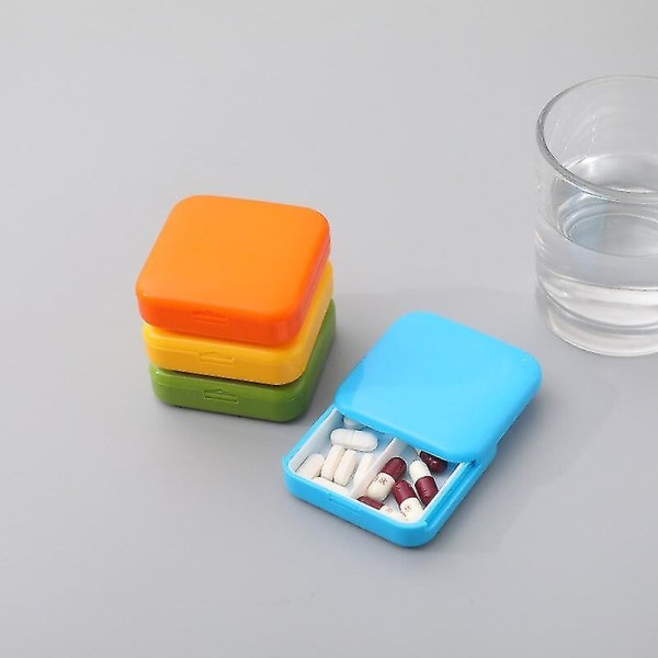 Kannettava Push-pull Mini Kaksilokeroinen lääkkeiden pölytiivis säilytyspillerirasia ORANGE
