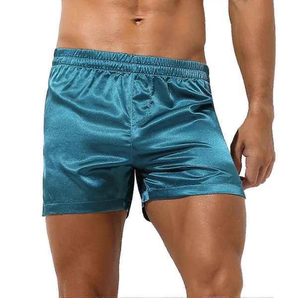 Herre Silke Satin Boxershorts Undertøy Sove Pyjamas Lounge Shorts grå grey M