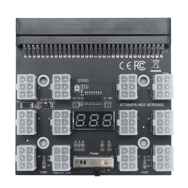 Breakout Board Strömförsörjningsadaptermodul 12 Portar 6 Pin Digital Display för HP Server