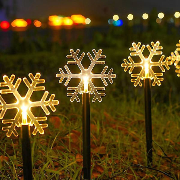 Stjerne eller snøfnugg LED Stake Hagelys - LED Pathway Decoration Hage Plen Patio - Festlig Xmas Glow Julepynt snowflake