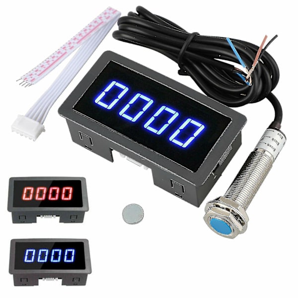 4 Digital LED turteller Rpm Speed ​​​​Meter + Hall nærhetsbryter Sensor Npn