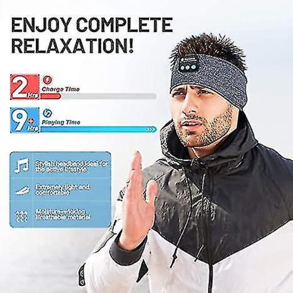 3-i-1 Bluetooth sovhörlurar Sporthuvudband Tunt Mjukt Elastiskt Bekvämt trådlöst Musikhörlurar Sida Sovögonmask Grey