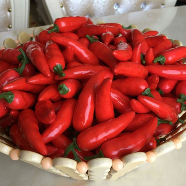 50 st Artificiell Chili Konstgjord grönsak Chilipeppar Simulering Liten Peppar Fake Grönsaker