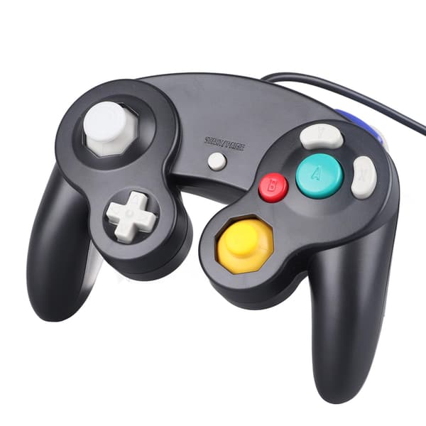 Kablet spilcontroller Plug and Play Single Point Vibration Gamepad Joystick til GC til Wii Sort