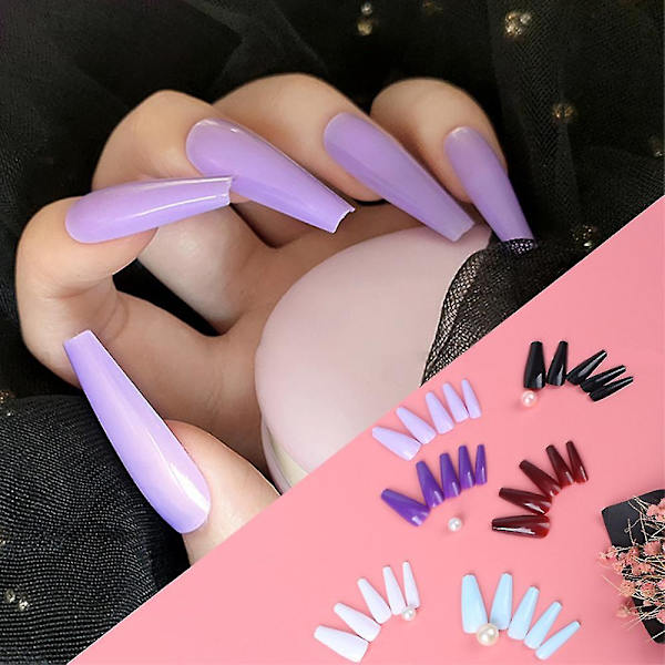 100 stycken konstgjorda akrylnaglar för diy nageldesign salong kvinnor flickor Lake Blue