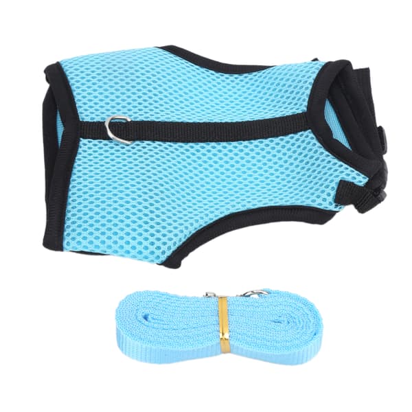 Justerbar Mini Pet Väst Sele och koppel Set - Ljusblå