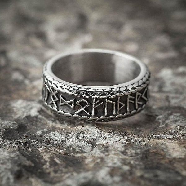 Vintage Herr Rostfritt Stål Nordic Odin Rune Ringar Nordic Scandinavian Viking Celtic Knot Ringar Vintage Amulett Smycken Presenter 12 Silver 12 Silver