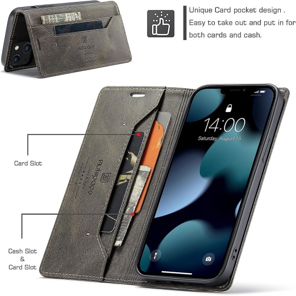 Iphone 13 -kotelo, Vintage-lompakkokotelo Korttikotelo Kickstand Sisäänrakennettu magneettinen Flip Folio Nahkakotelo Iphone 13:lle - Kahvi ruskea