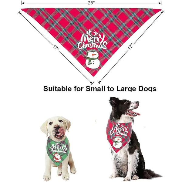 2-pak julehunde-bandana klassisk bøffel plaid kæledyrstørklæde Hundetrekant hagesmække tørklædekostume Samll Plaid Red Green