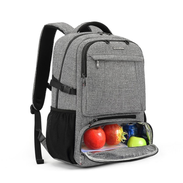 Den nya Lunchryggsäck för kvinnor Multifunktionell kylväskor 15,6 tum Laptopryggsäck med läckagesäkert isolerad fack, grå 1 9 gray