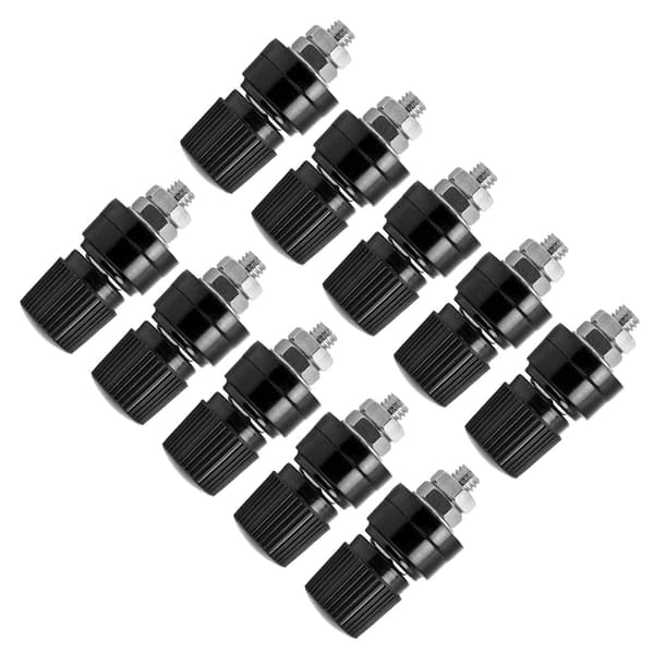 10 stk. bindestolpe M6 gevind messing nikkelbelagt svejseterminal Stud Connector 0‑380V Sort