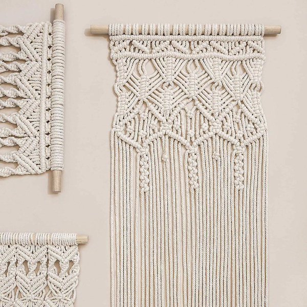 2 kpl Macrame seinäripustin Boho koristeellinen tyylikäs kudottu kuvakudos - kaunis huoneisto makuuhuone häähuoneisto huoneen sisustus kodin sisustus