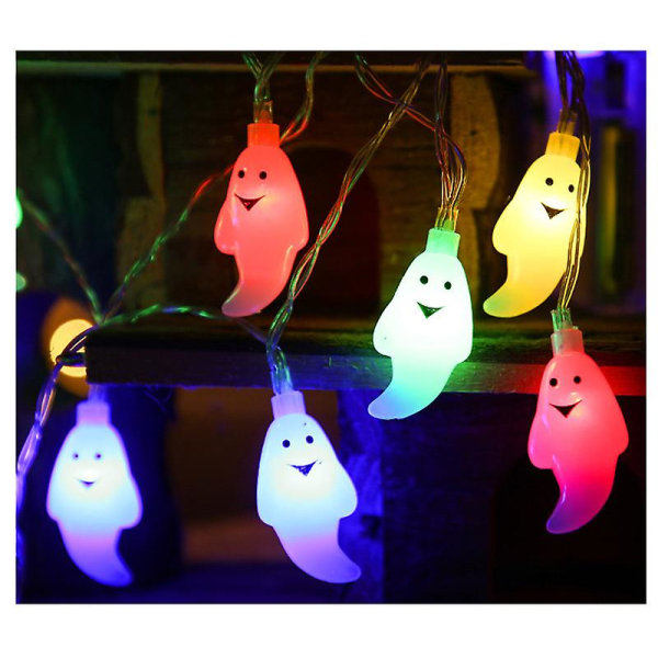 Led Halloween flaggermus Lantern Ghost Hand Light String Solar Batteri Usb Ghost Light String Secret Room Dekoration Flat ghost color 29