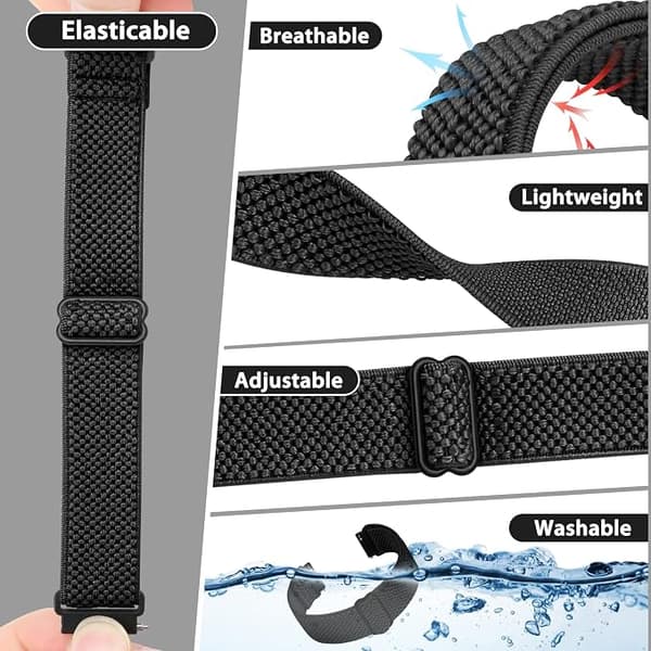 [BQ]Elastisk nylon hurtigutløserrem - Båndbredde: 18mm Svart Hvit