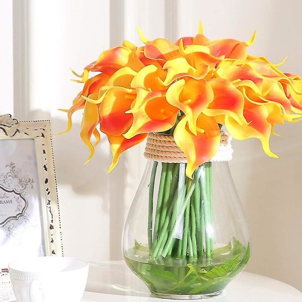 20 stk Calla Lily Brudebuket Blomster Kunstigt Blomsterhoved Latex Real Touch Hjem, fest, bryllupsdekoration
