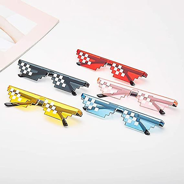 10-pack festsolglasögon 8-bitars pixelmosaik Gamer-fotorekvisita glasögon för vuxna tonåringar